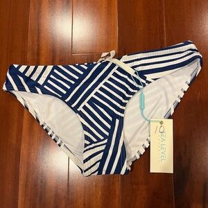Sea Level Bikini Bottom Vionette Regular Pant Ocean Blue White Stripe New NWT 6